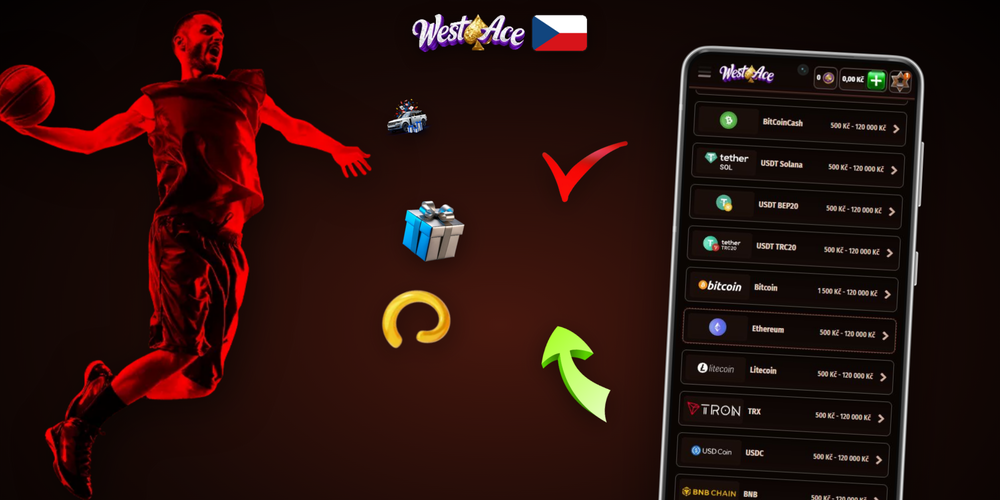 Formulář výběru výher v pokladně Westace Casino s polem pro částku v CZK